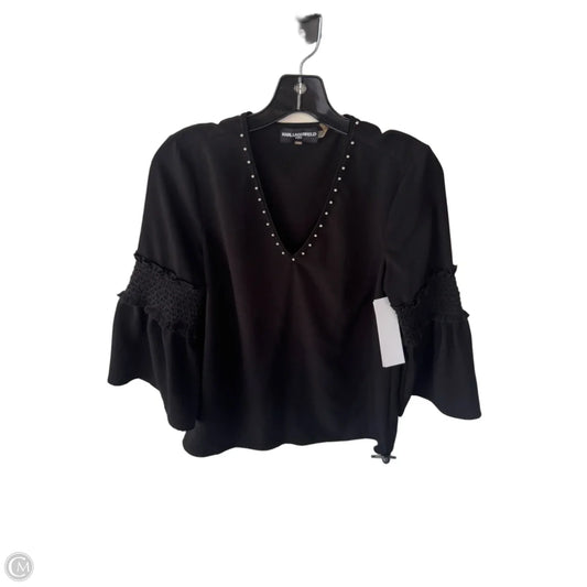 Top 3/4 Sleeve Designer By Karl Lagerfeld In Black & White, Size: Xs