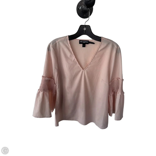 Top 3/4 Sleeve Designer By Karl Lagerfeld In Pink, Size: S