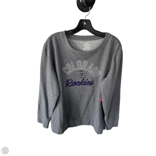 Sweatshirt Crewneck By Clothes Mentor In Grey & Purple, Size: 2x