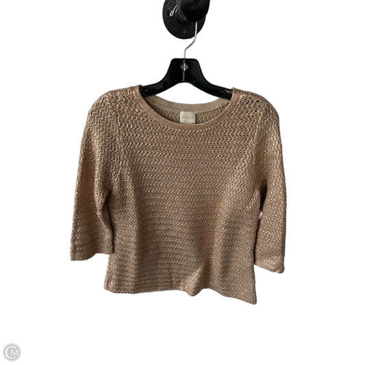 Sweater By Chicos In Gold & Tan, Size: M