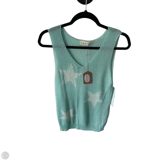Vest Sweater By Clothes Mentor In Blue & White, Size: M