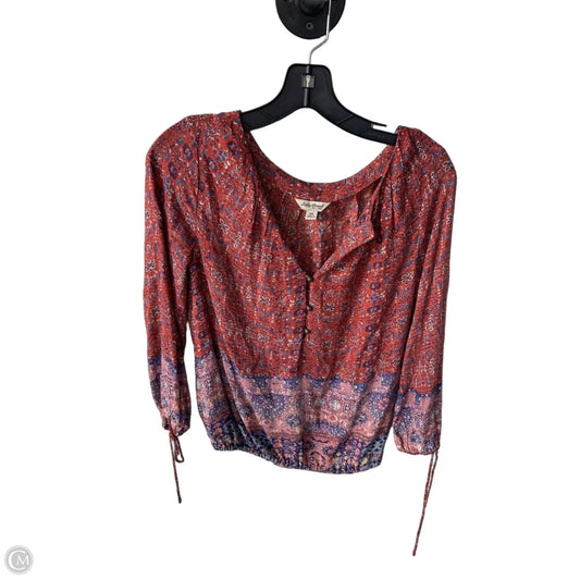 Top 3/4 Sleeve By Lucky Brand In Purple & Red, Size: Xs