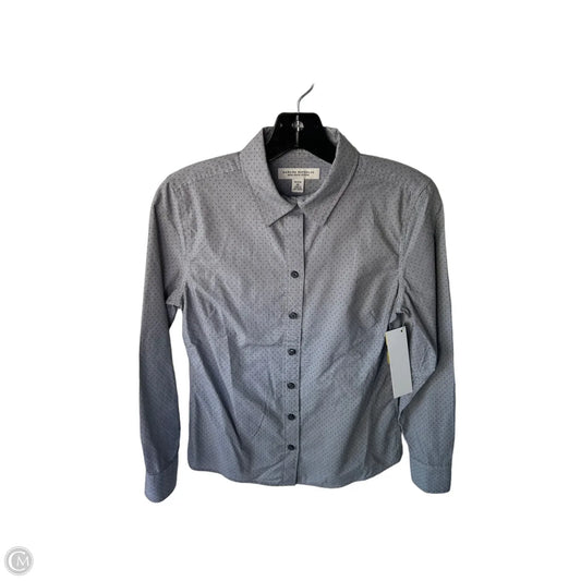 Blouse Long Sleeve By Banana Republic In Black & Grey, Size: Xsp