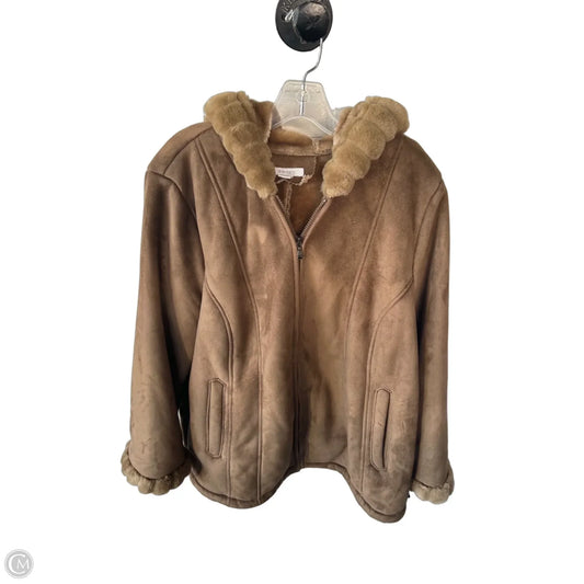 Coat Faux Fur & Sherpa By Dressbarn In Brown, Size: 3x