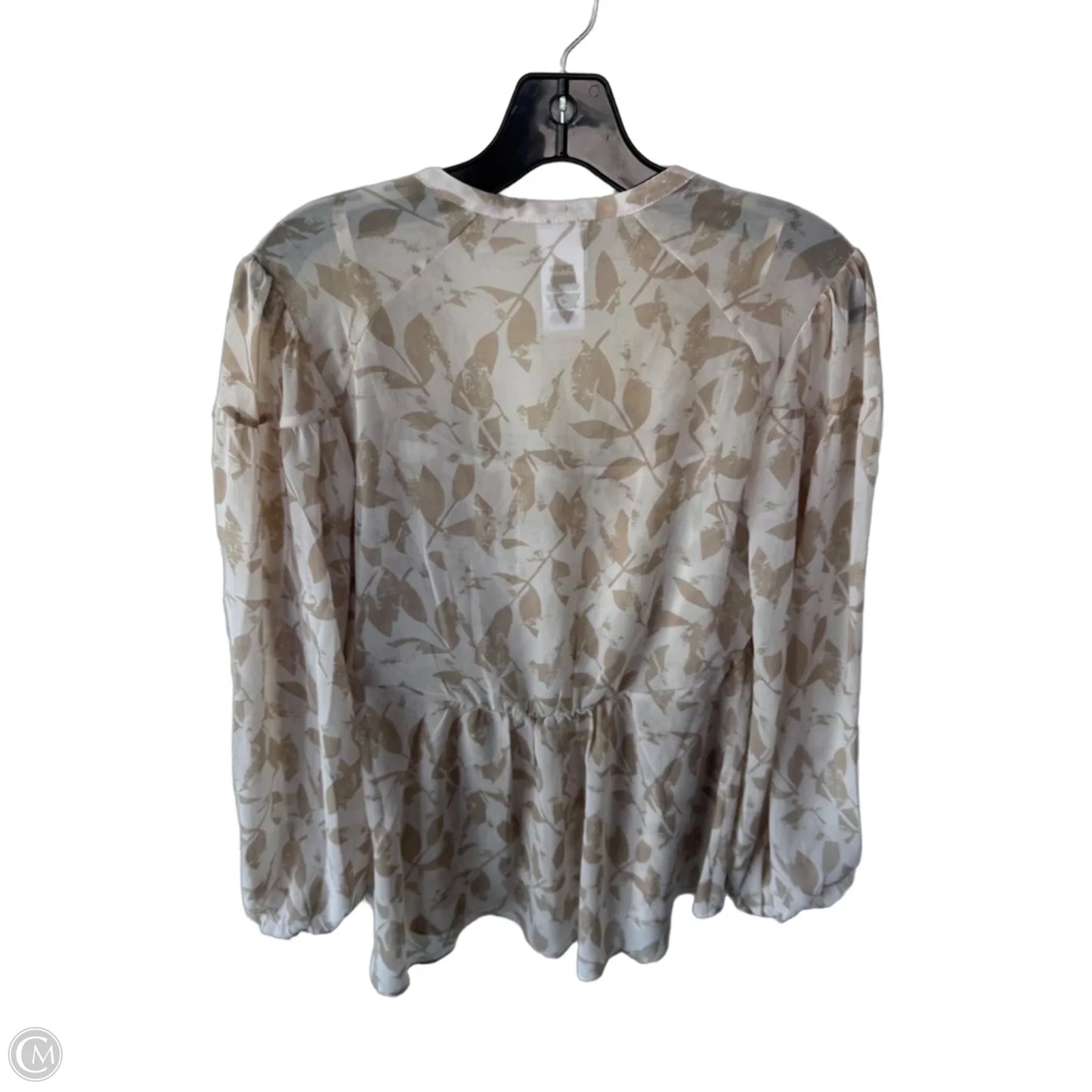 Top 2pc Long Sleeve By Cabi In Tan & White, Size: Xs