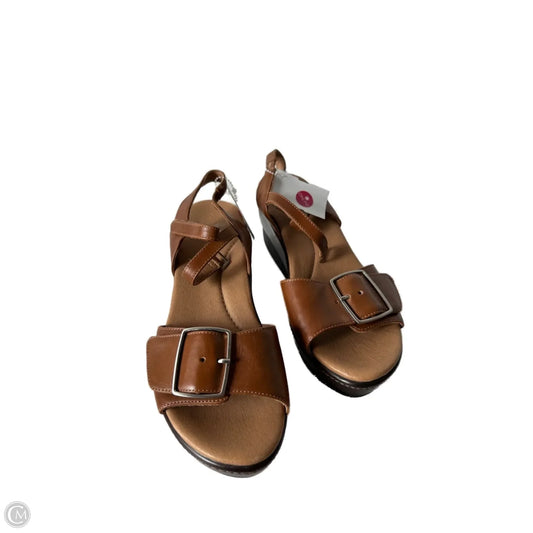 Sandals Heels Wedge By Dansko In Brown, Size: 9.5