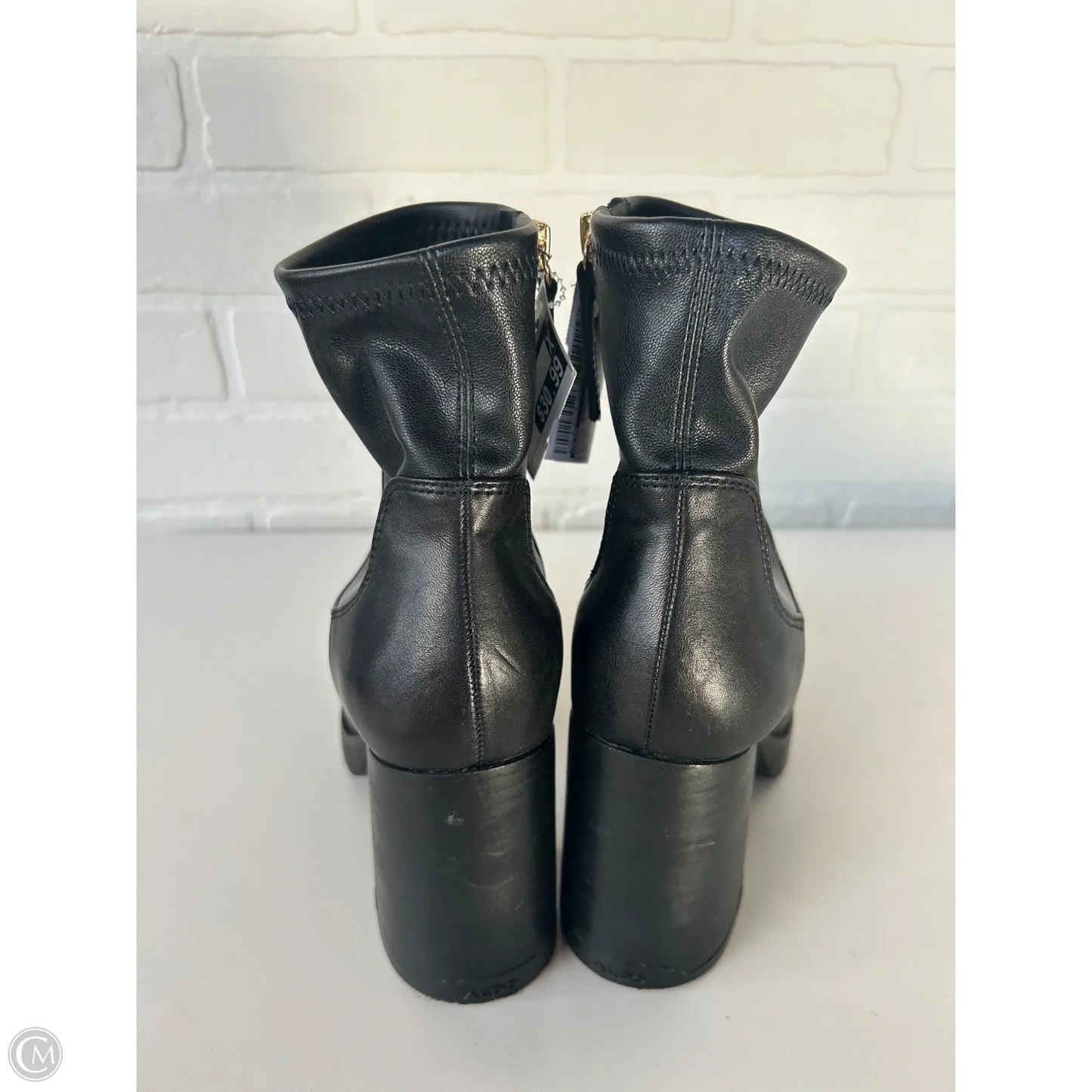 Boots Ankle Heels By Aldo In Black, Size: 6.5