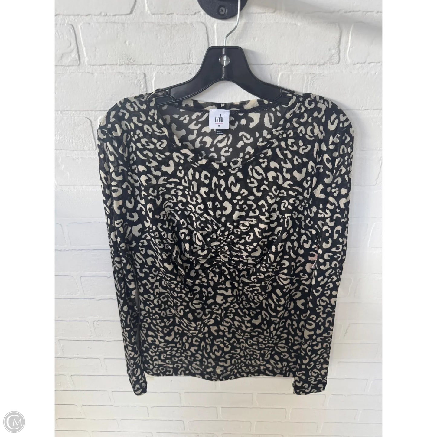 Top Long Sleeve By Cabi In Black & Cream, Size: M