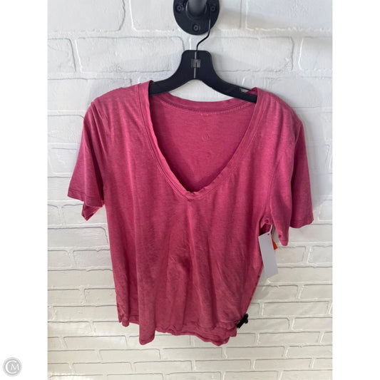 Athletic Top Short Sleeve By Lululemon In Pink, Size: M