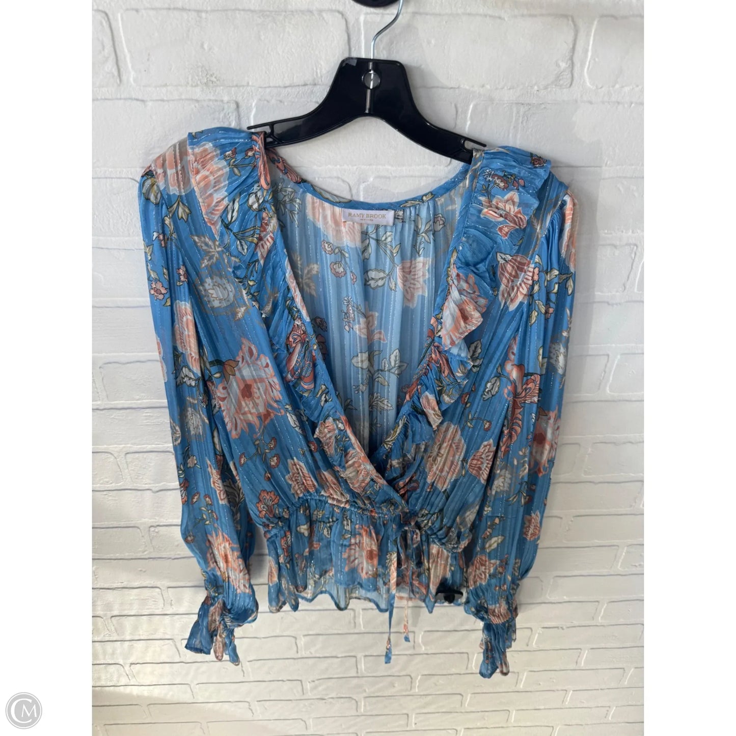 Top Long Sleeve By Ramy Brook In Blue & Orange, Size: M