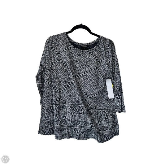 Top 3/4 Sleeve By Lucky Brand In Blue & White, Size: 1x