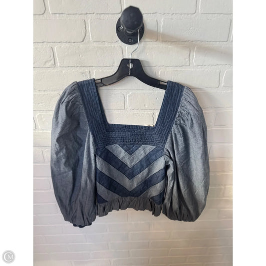Top 3/4 Sleeve By Anthropologie In Blue Denim, Size: Xs