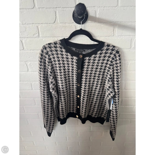 Sweater Cardigan By Tahari In Black & Grey, Size: Xl