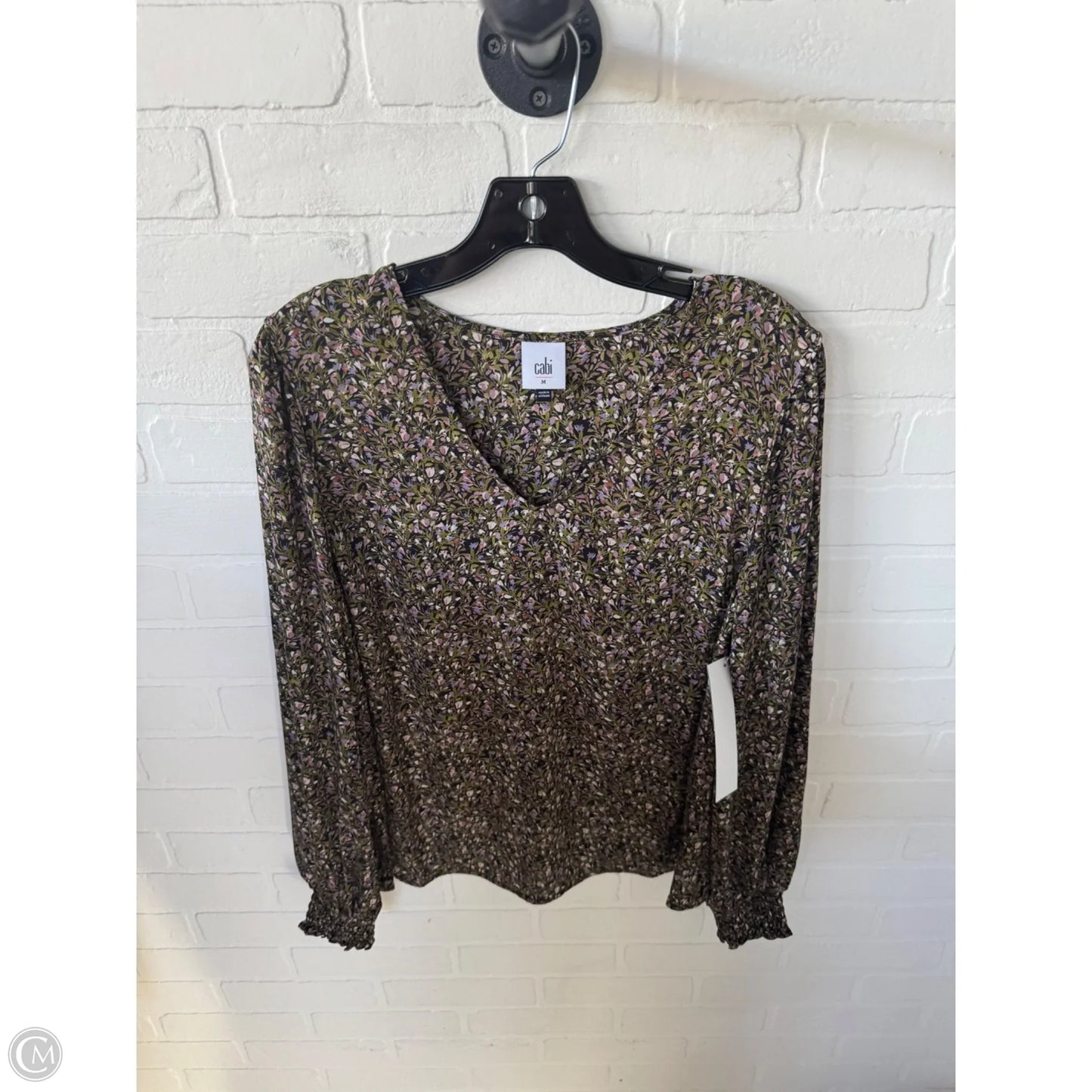 Top Long Sleeve By Cabi In Black & Green, Size: M