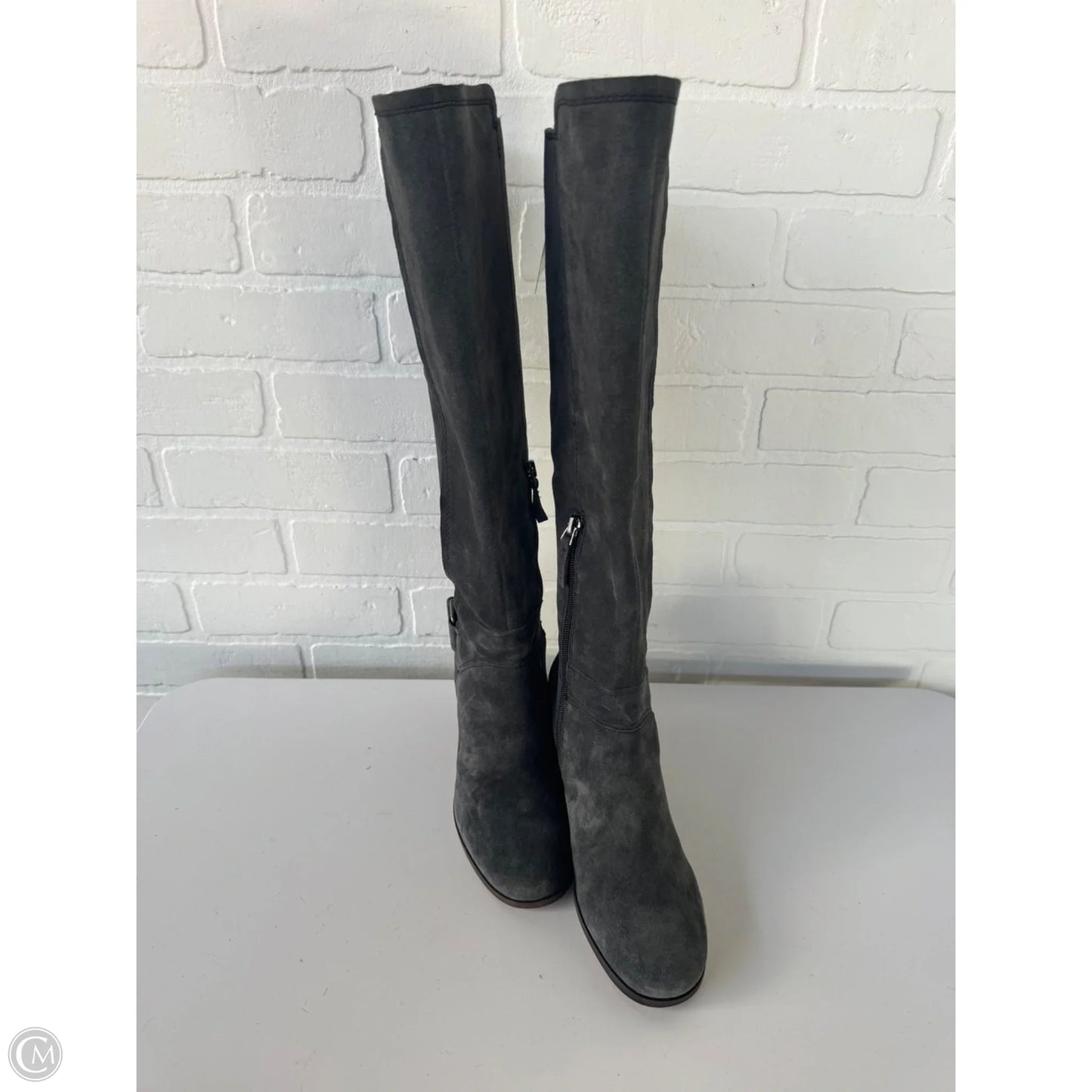 Boots Knee Heels By Franco Sarto In Grey, Size: 7.5