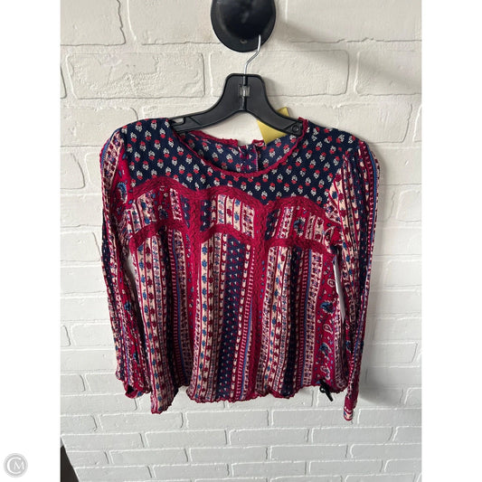 Top Long Sleeve By Maeve In Blue & Red, Size: Xs