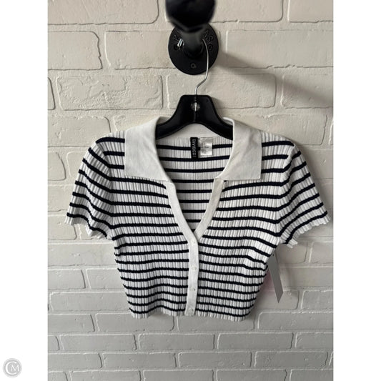 Sweater Short Sleeve By Divided In Blue & White, Size: S