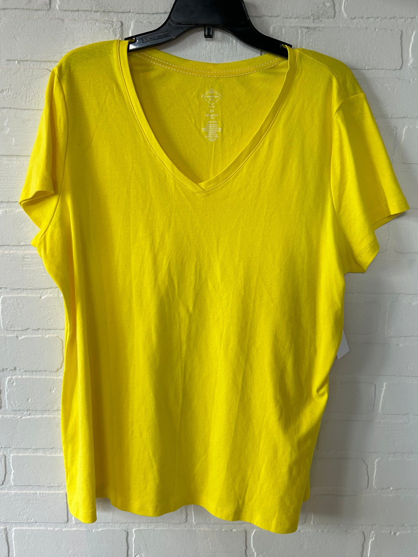 Yellow Top Short Sleeve Basic St Johns Bay, Size 2x