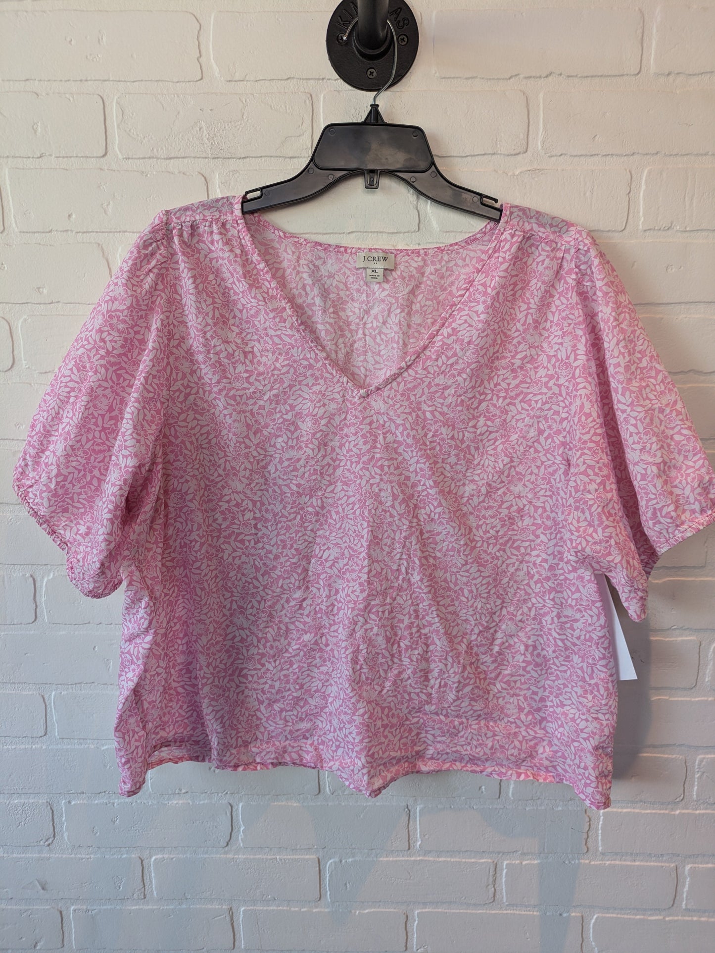 Pink & White Top Short Sleeve J. Crew, Size Xl