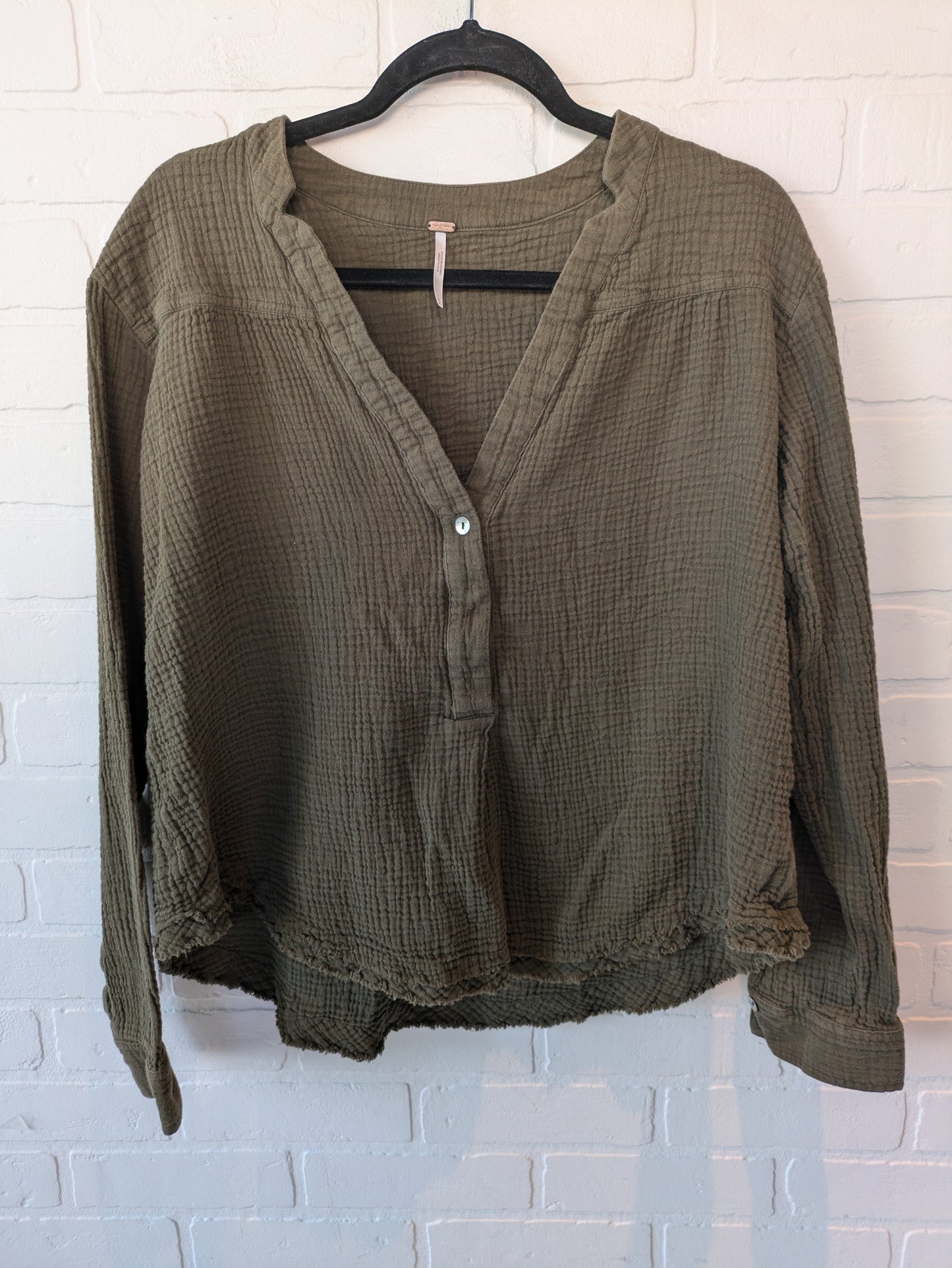 Green Top Long Sleeve Free People, Size S