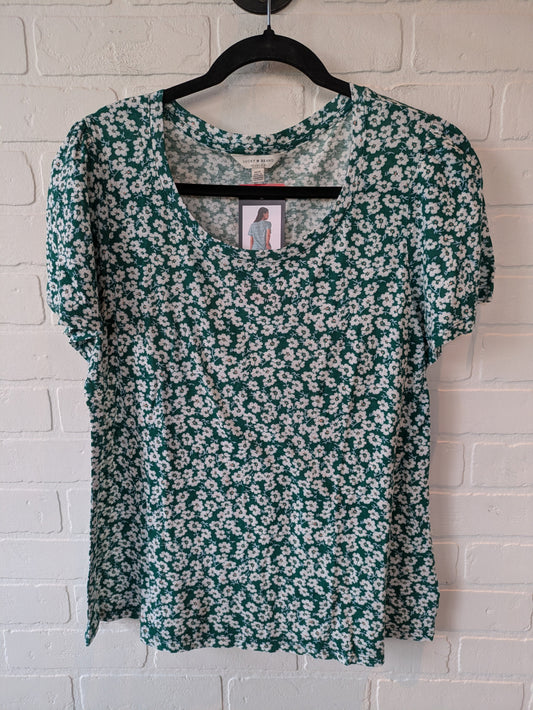 Top Short Sleeve Basic By Lucky Brand In Green & White, Size: M