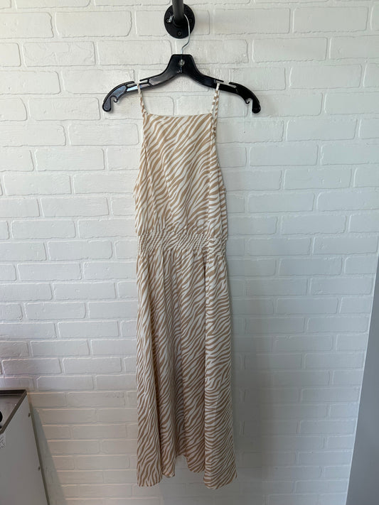 Dress Casual Midi By Ann Taylor In Tan & White, Size: M