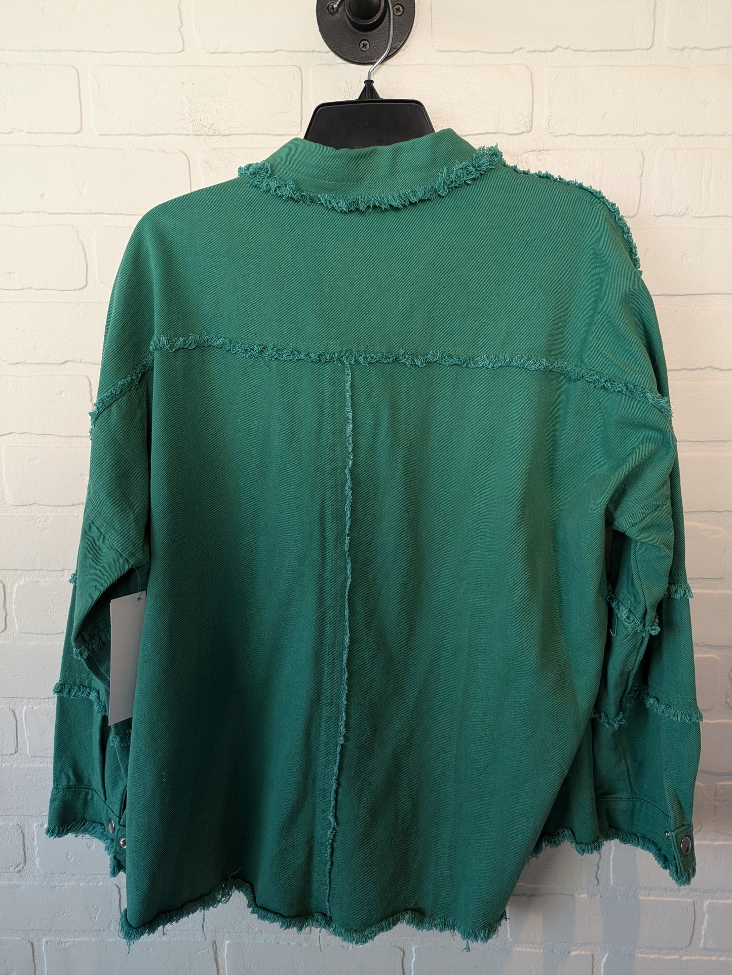 Jacket Shirt By Clothes Mentor In Green, Size: L