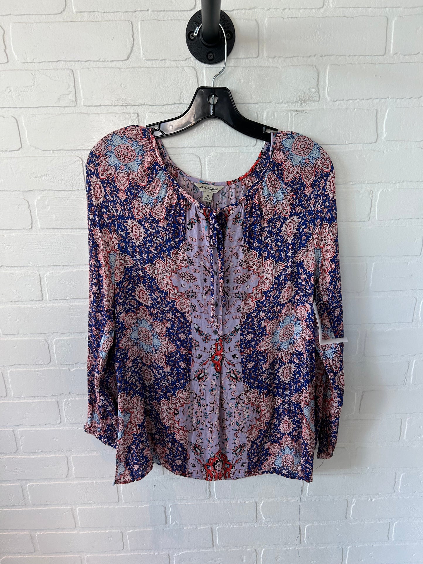 Top Long Sleeve By Lucky Brand In Blue & Purple, Size: S