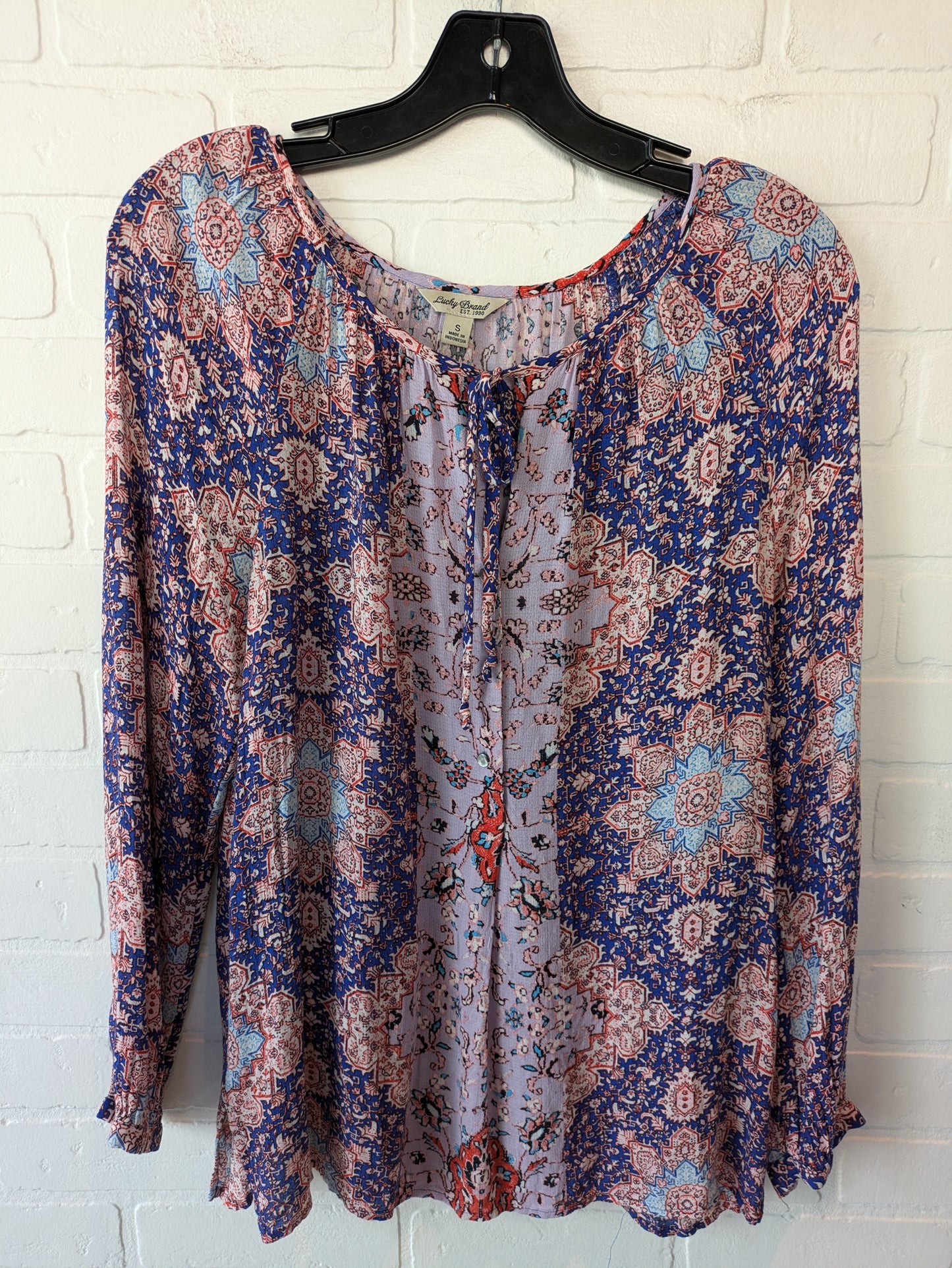 Top Long Sleeve By Lucky Brand In Blue & Purple, Size: S