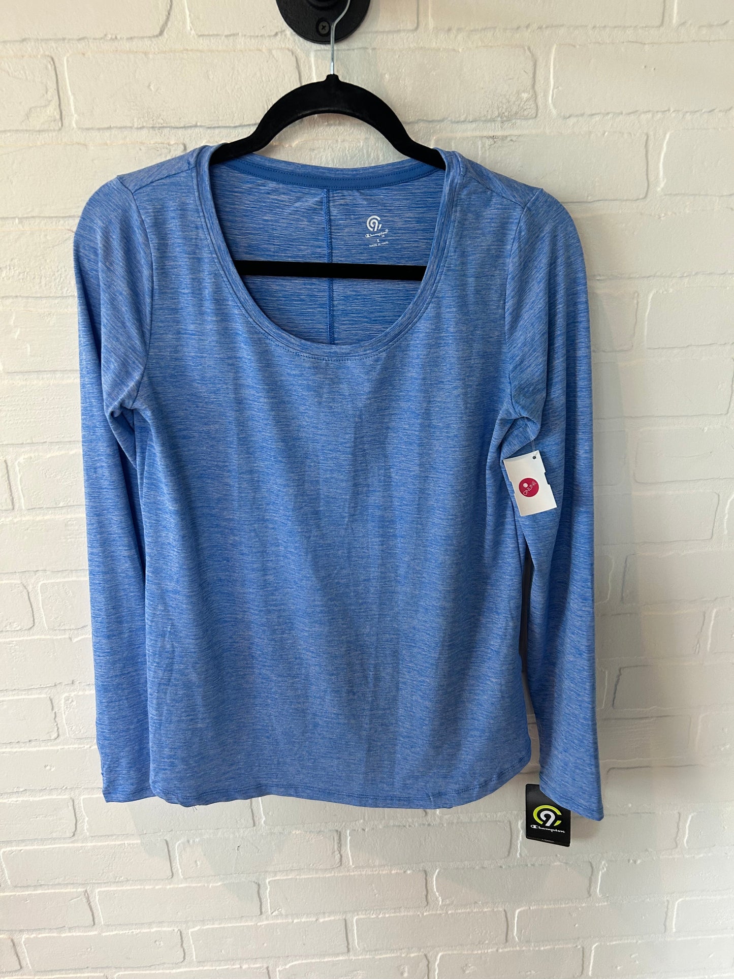 Athletic Top Long Sleeve Crewneck By Champion In Blue, Size: S