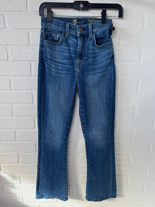 Jeans Boot Cut By 7 For All Mankind In Blue Denim, Size: 00