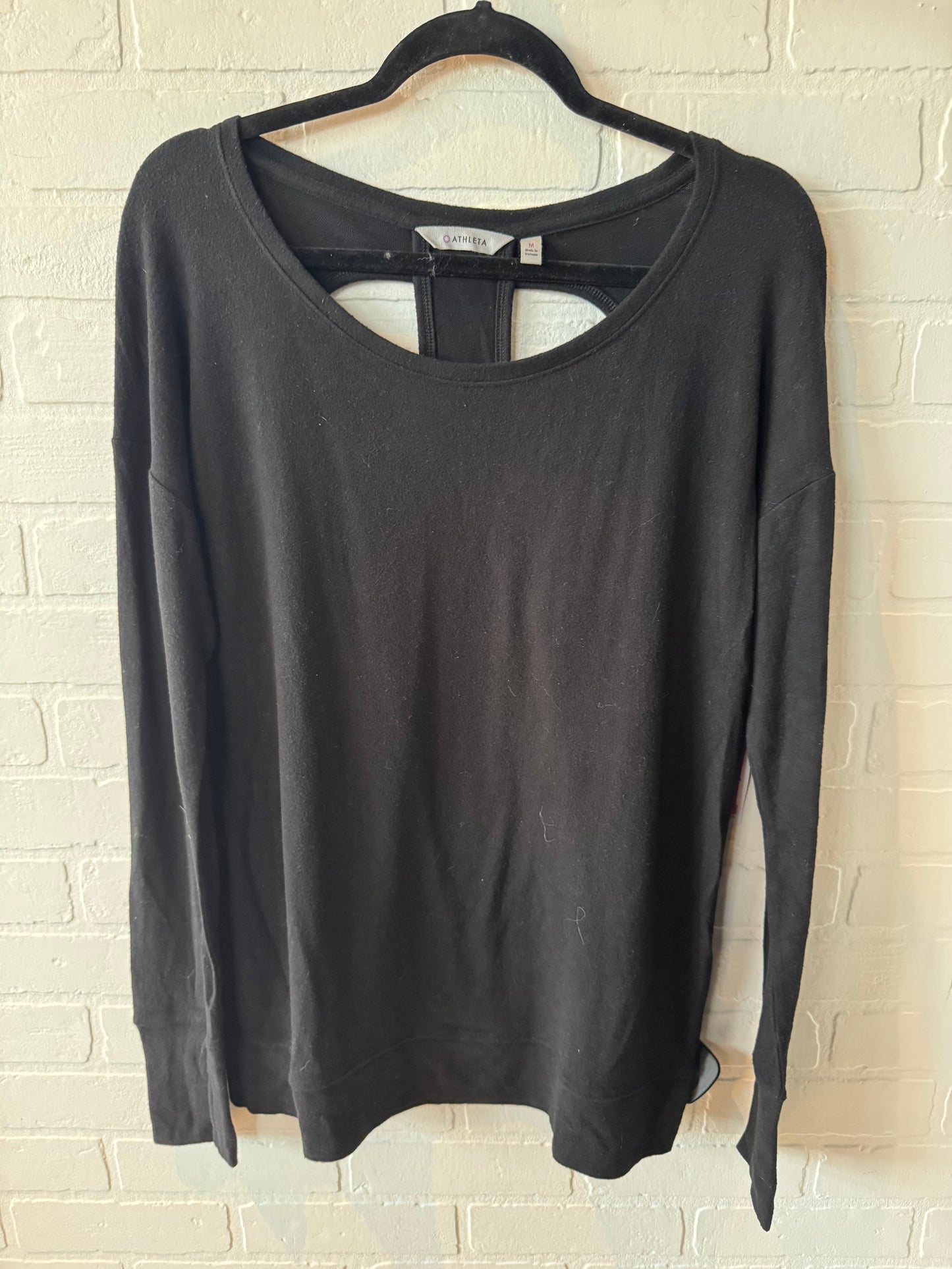 Athletic Top Long Sleeve Crewneck By Athleta In Black, Size: M