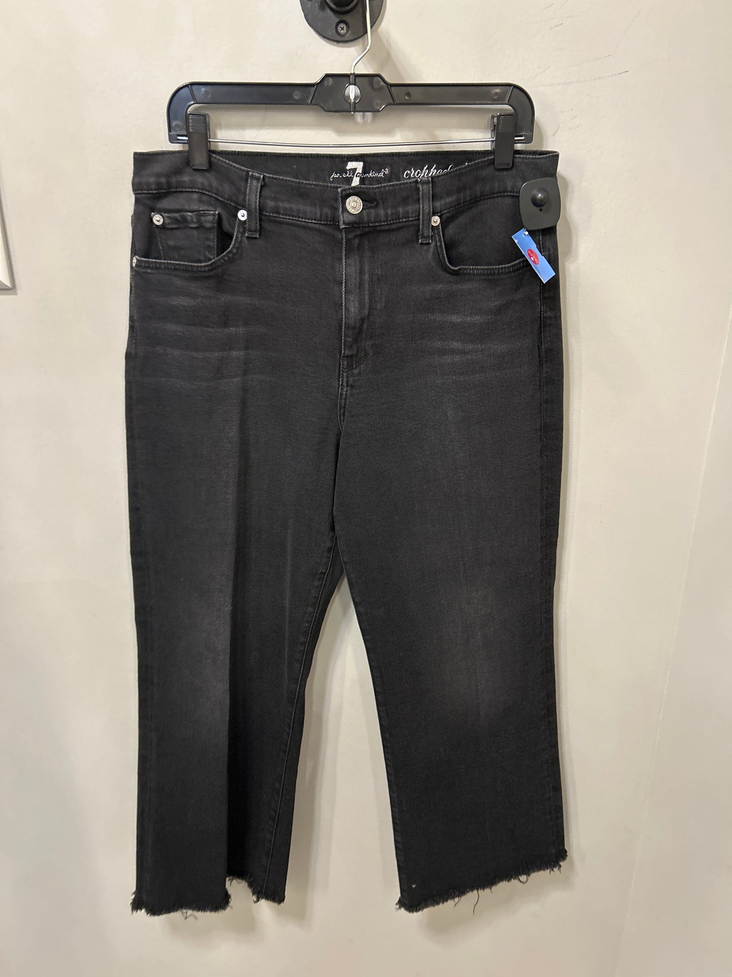 Jeans Cropped By 7 For All Mankind In Black Denim, Size: 14