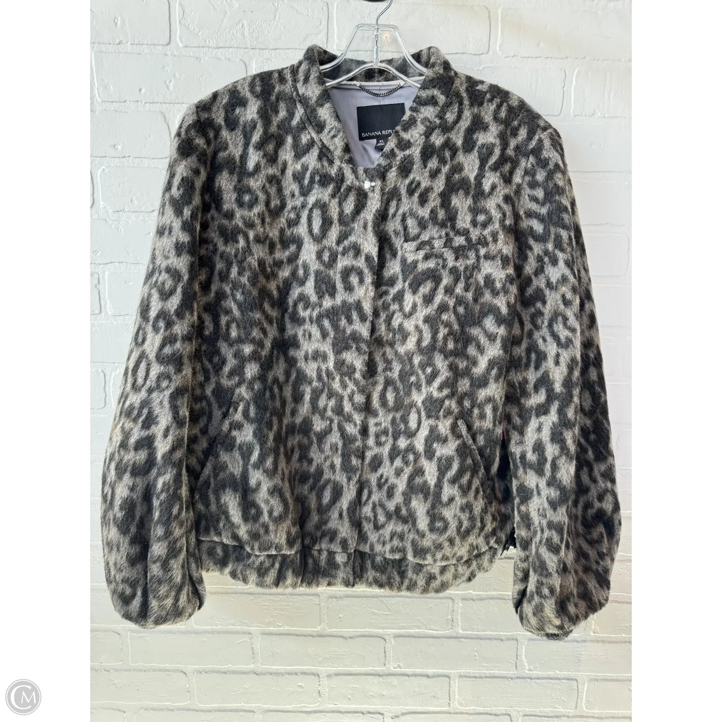 Jacket Faux Fur & Sherpa By Banana Republic In Black & Grey, Size: Xl