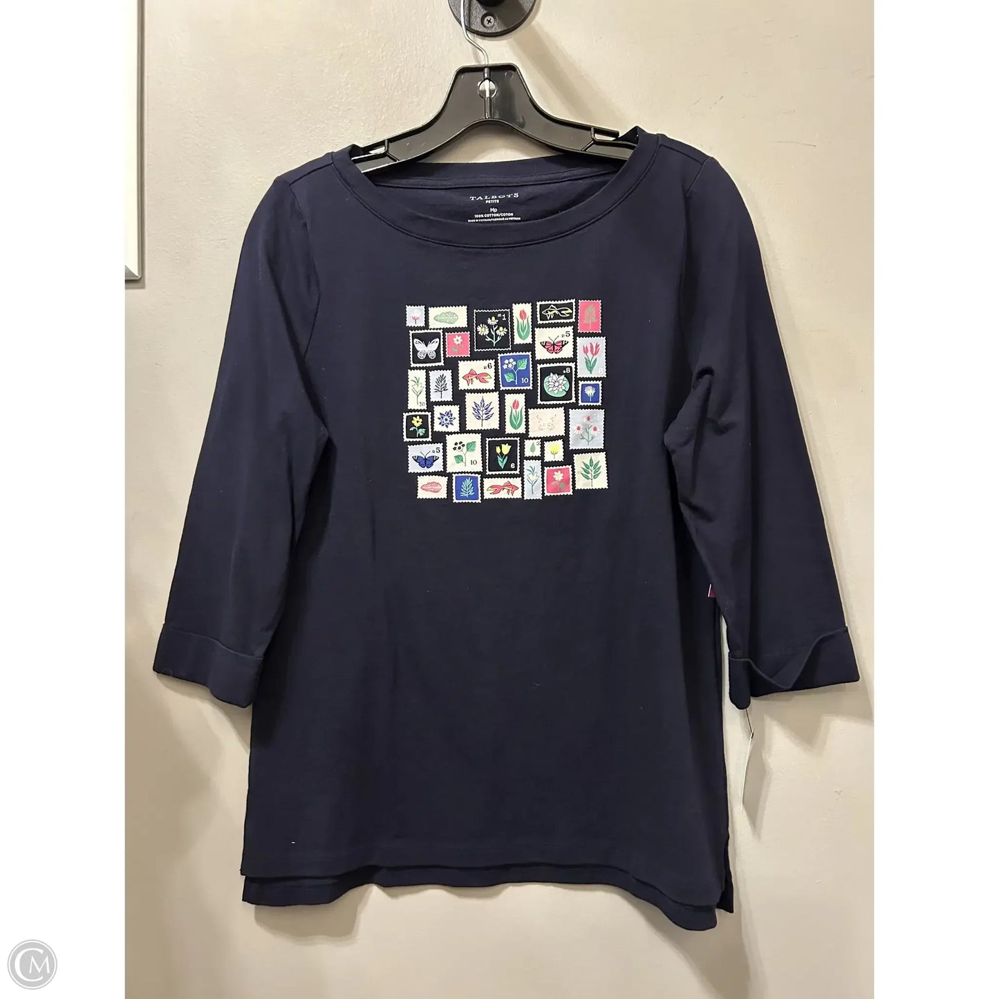 Top 3/4 Sleeve By Talbots In Navy, Size: Mp