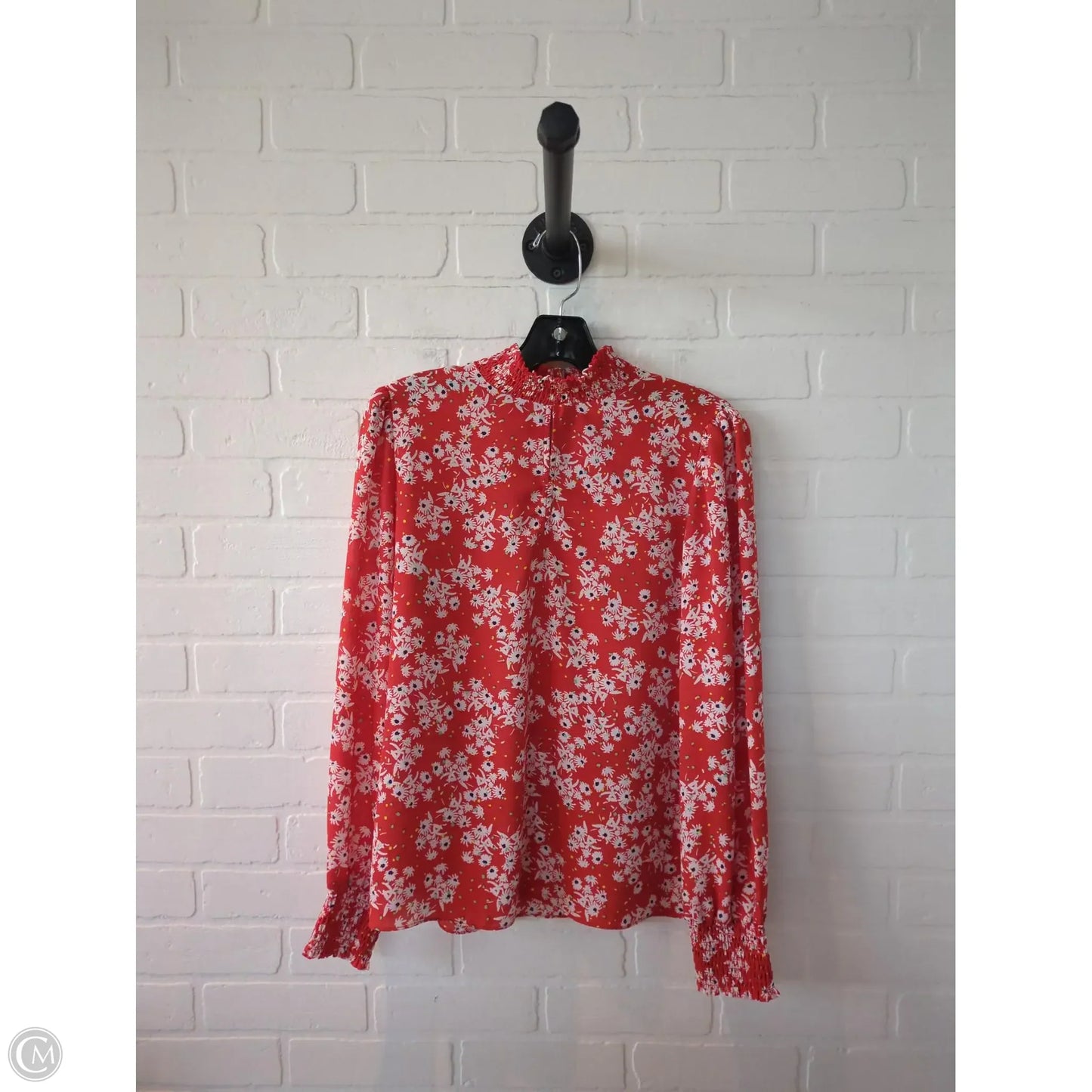 Top Long Sleeve By Socialite In Orange & White, Size: M