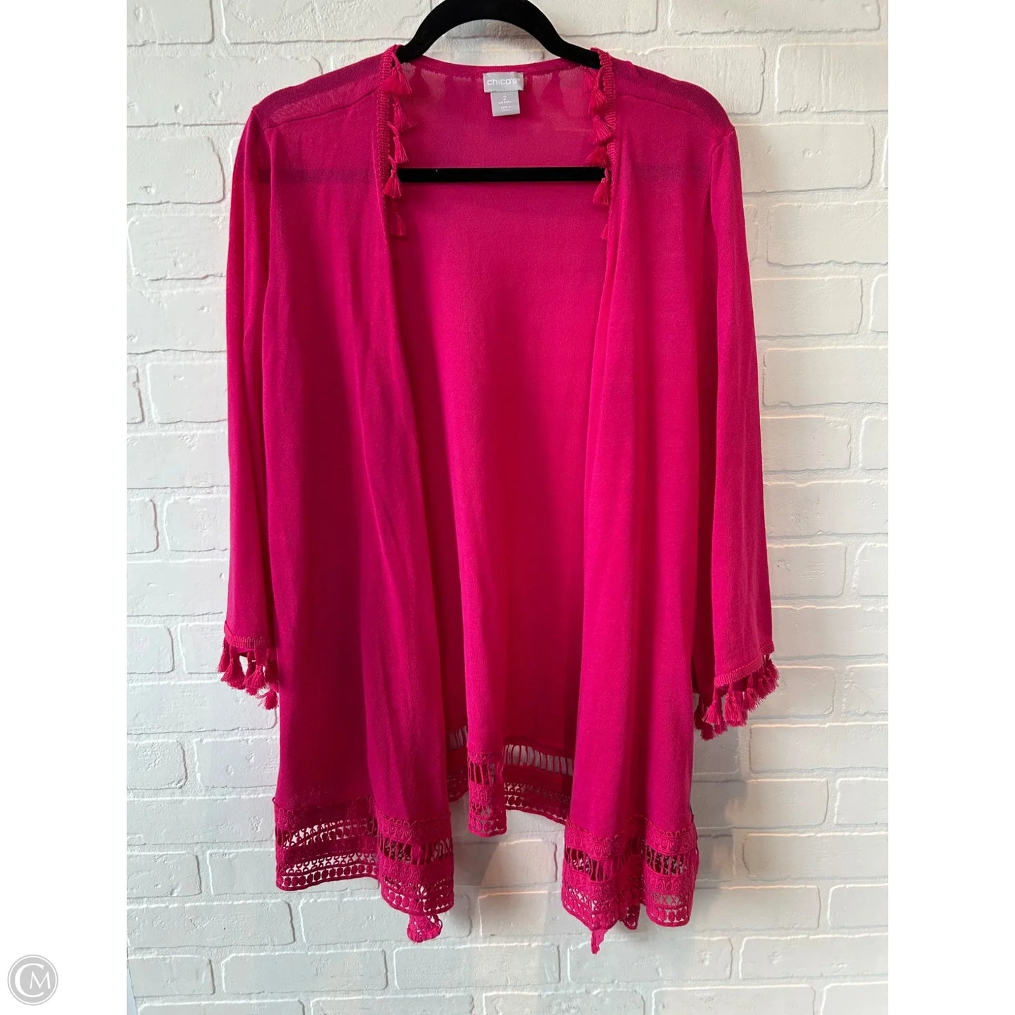 Sweater Cardigan By Chicos In Pink, Size: L