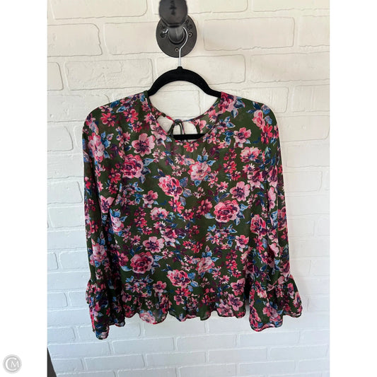 Top Long Sleeve By Kut In Green & Pink, Size: S