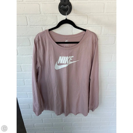 Athletic Top Long Sleeve Crewneck By Nike Apparel In Pink, Size: 2x