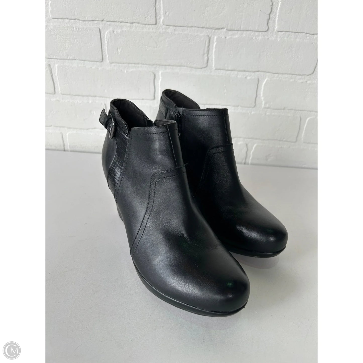 Boots Ankle Heels By Clarks In Black, Size: 8.5