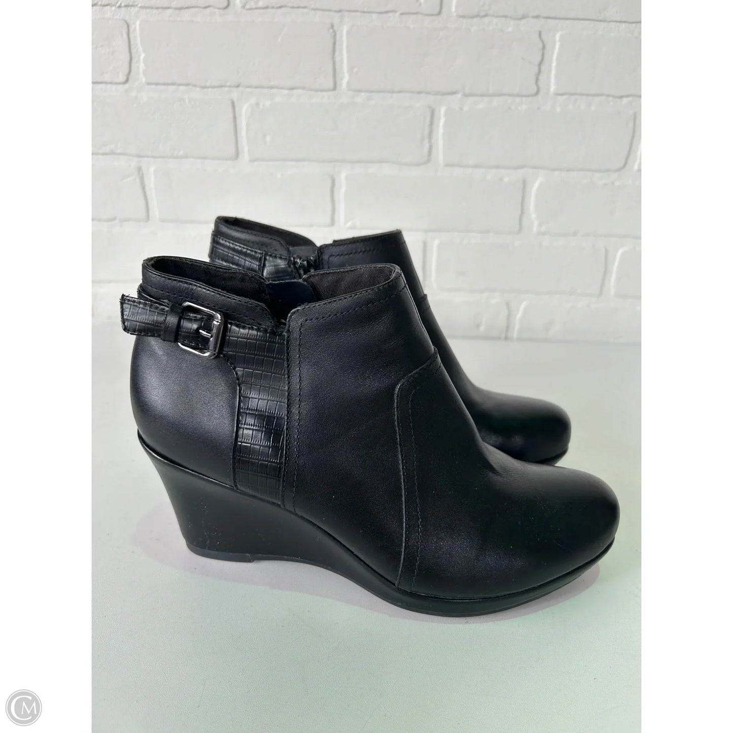 Boots Ankle Heels By Clarks In Black, Size: 8.5