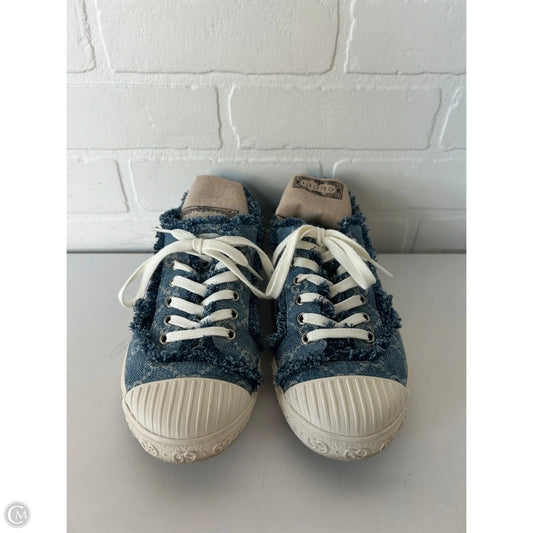 Shoes Luxury Designer By Gucci In Blue Denim, Size: 7.5