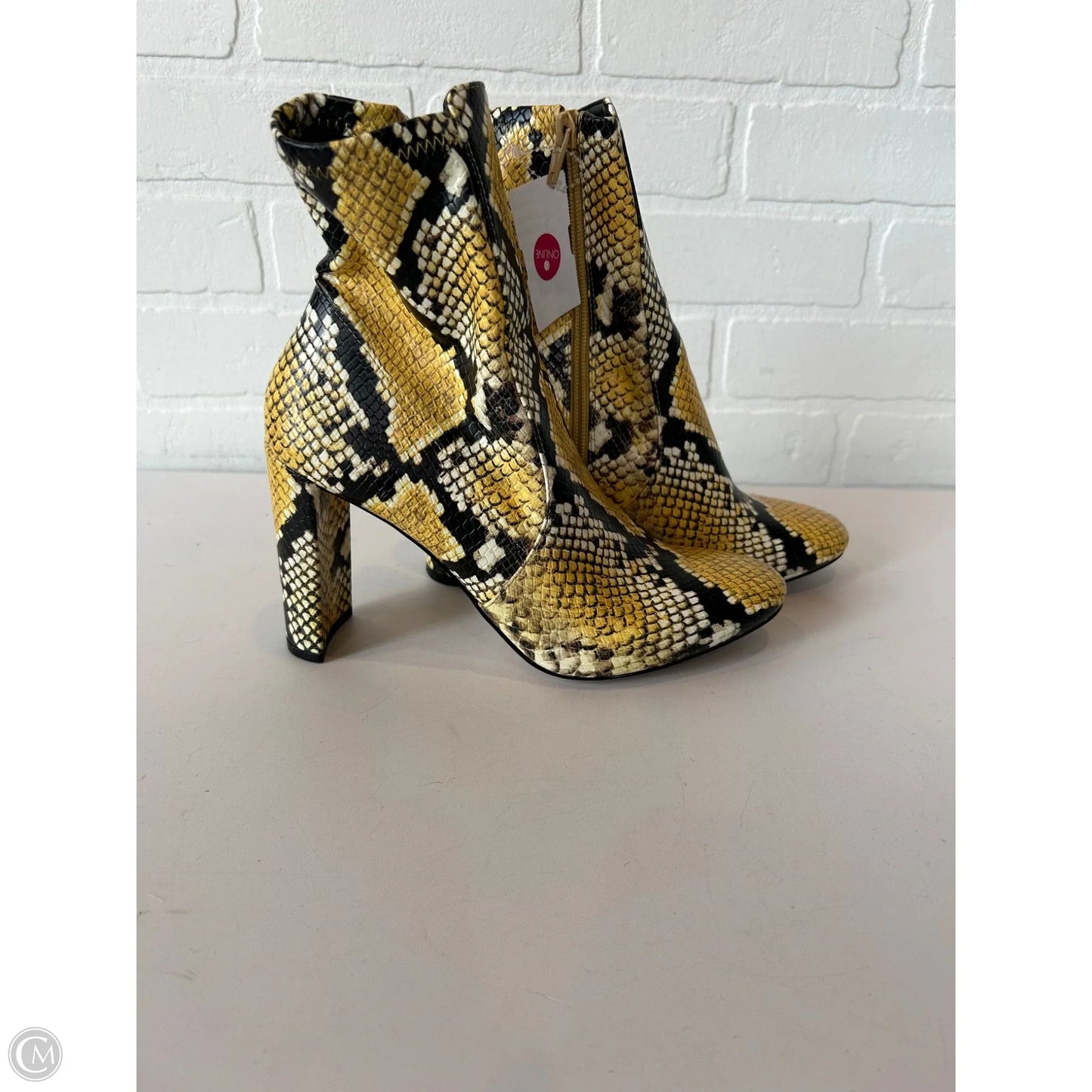 Boots Mid-calf Heels By Aldo In Black & Yellow, Size: 7.5