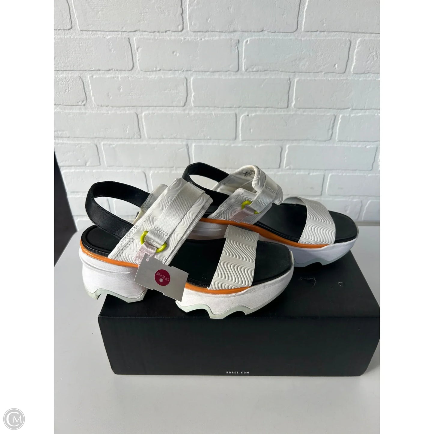 Sandals Heels Block By Sorel In White, Size: 9