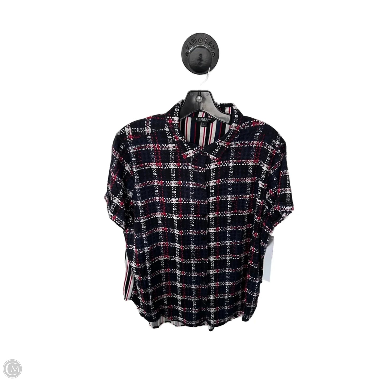 Top Short Sleeve By Liverpool In Blue & Red, Size: L