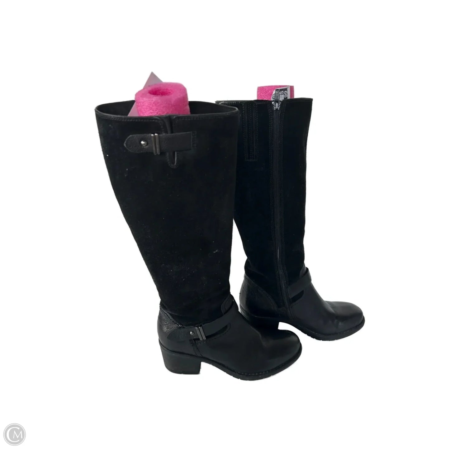 Boots Knee Heels By Clarks In Black, Size: 6