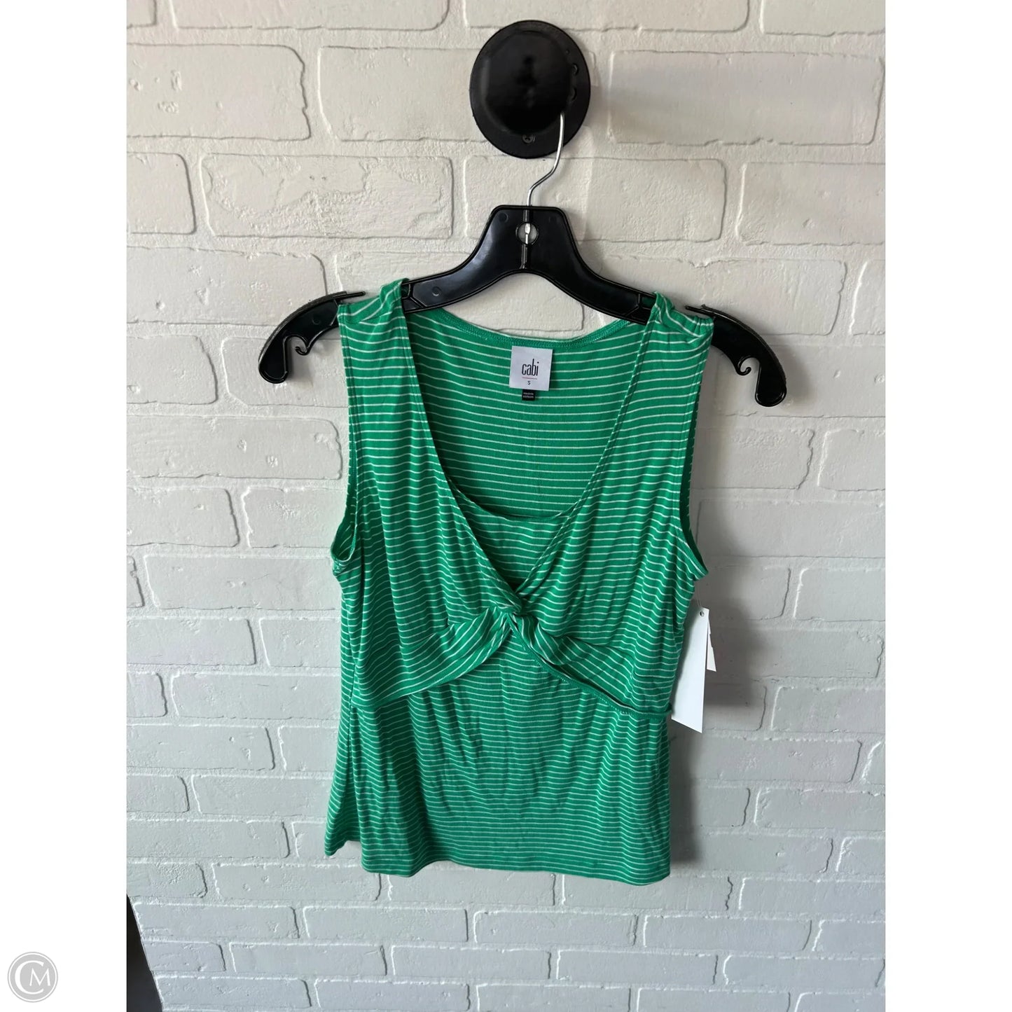 Top Sleeveless Basic By Cabi In Green & White, Size: S