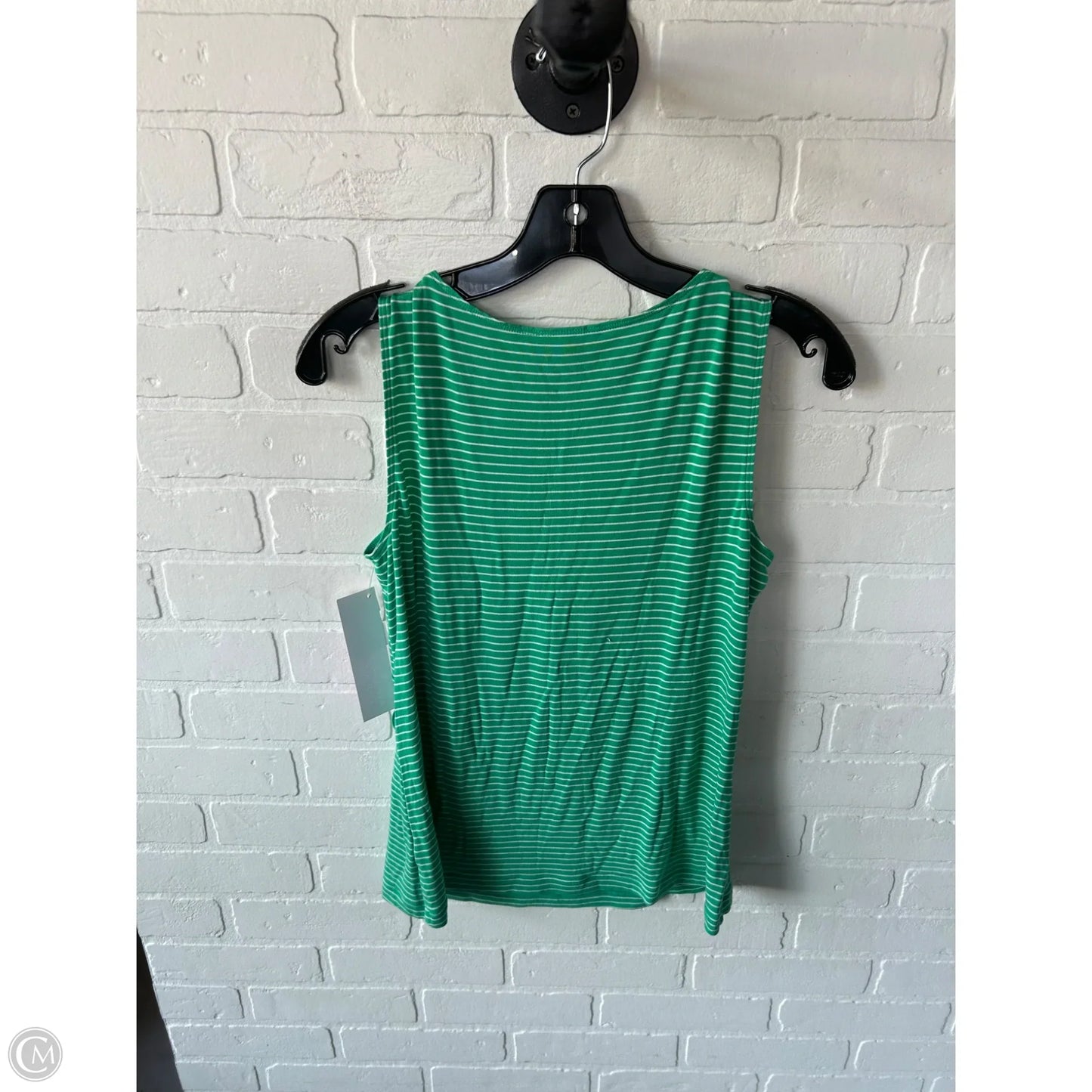 Top Sleeveless Basic By Cabi In Green & White, Size: S