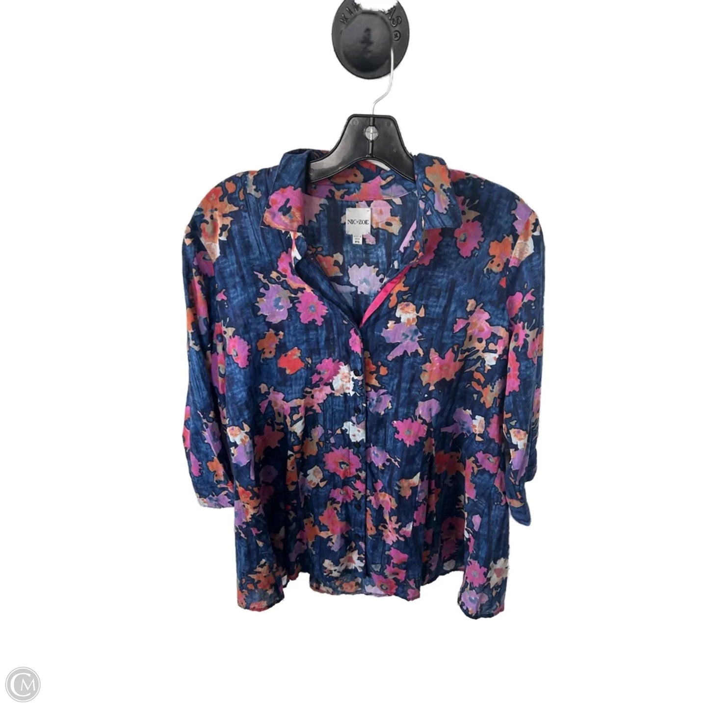 Top Long Sleeve By Nic + Zoe In Blue, Size: S