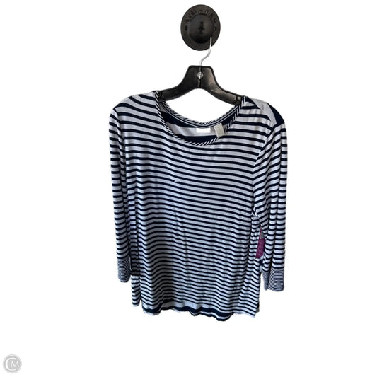 Top Long Sleeve By Chicos In Blue & White, Size: L